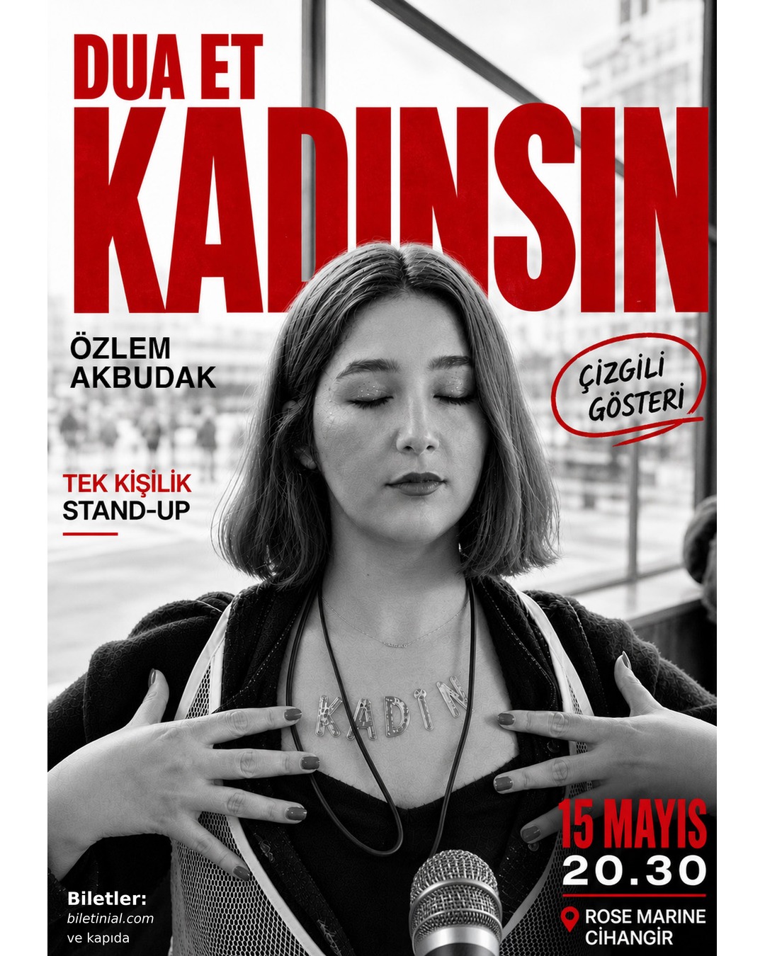Özlem Akbudak sahnede:Tek kişilik çizgili stand -up